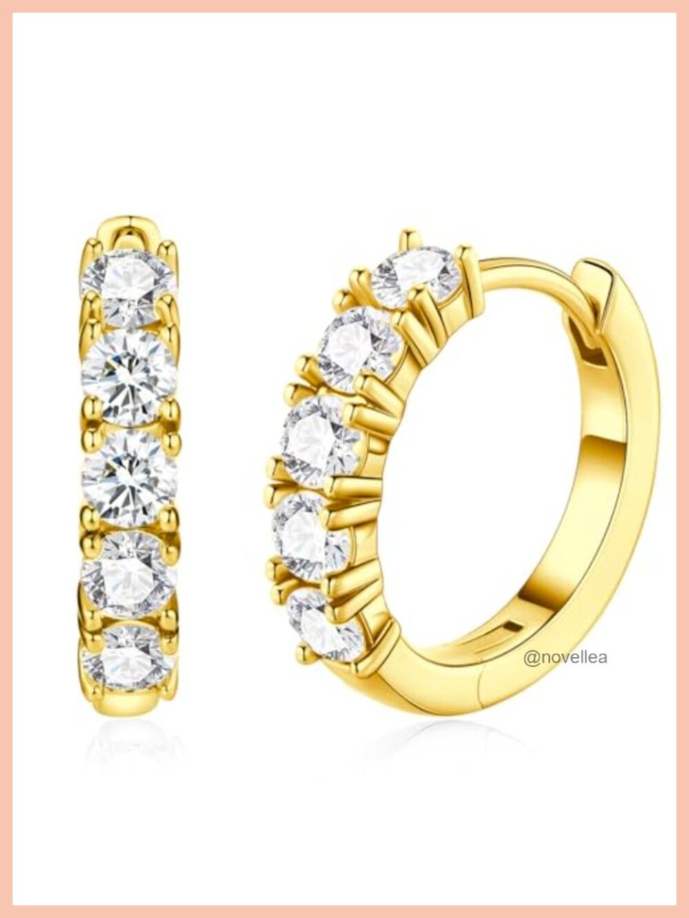 Moissanite Huggie Hoop Earrings 18K Gold Plated Sterling Silver D Color VVS1